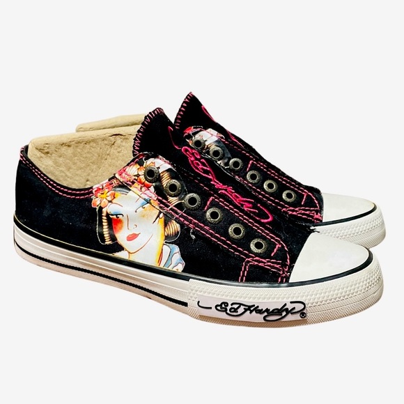 Ed Hardy Shoes - ED HARDY by Christian Audigier Womens Shoes Low Canvas Geisha Size 8